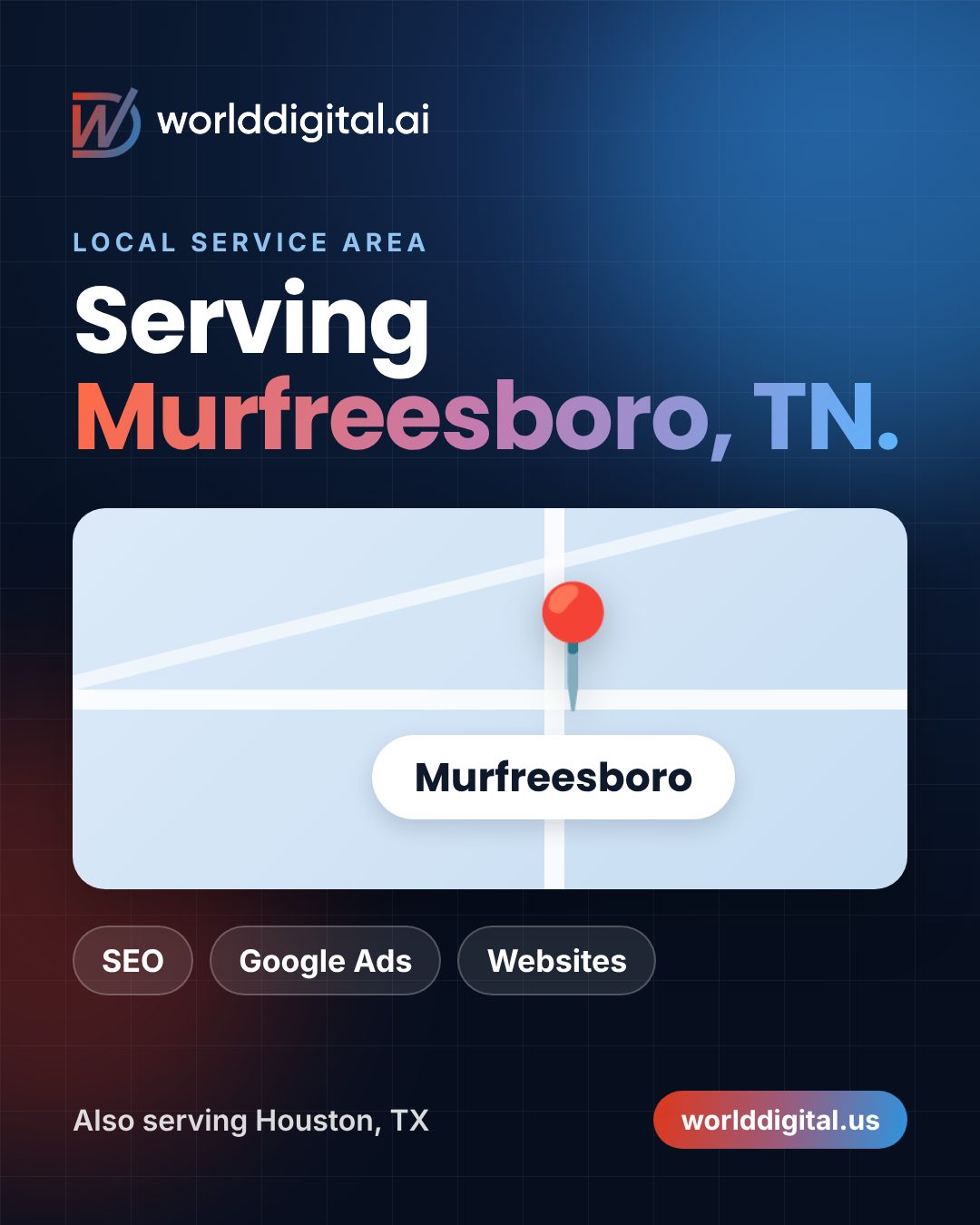 Google Business post: Now serving Murfreesboro, TN! We help Murfreesboro businesses show up on Google,
