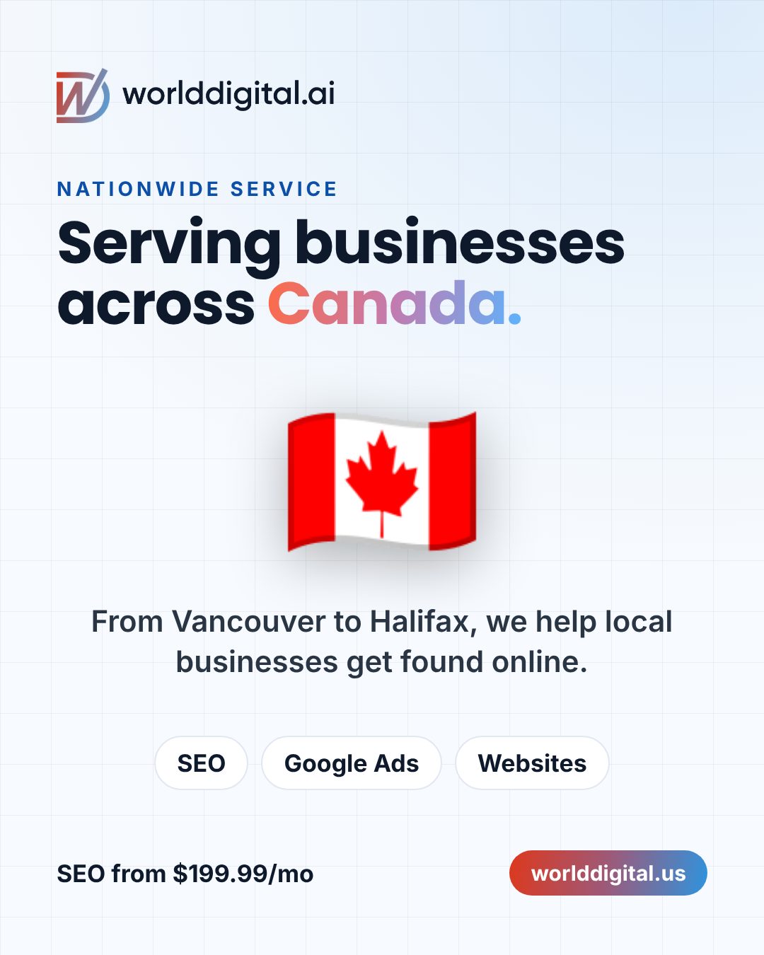 Google Business post: Serving businesses across Canada. From Vancouver to Halifax, we help local busin